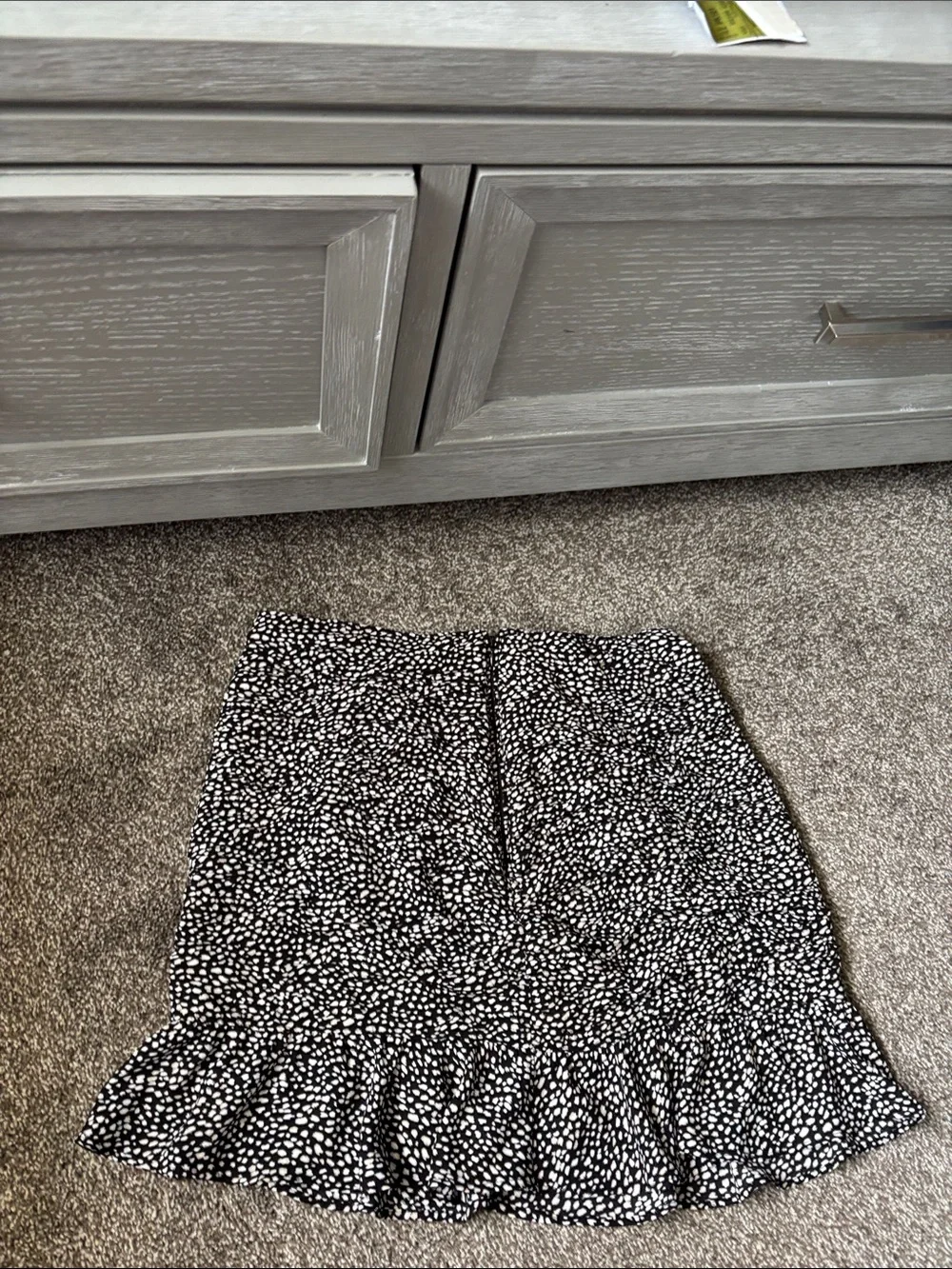Abercrombie & Fitch Black and White Dot Ruffle Mini Skirt
